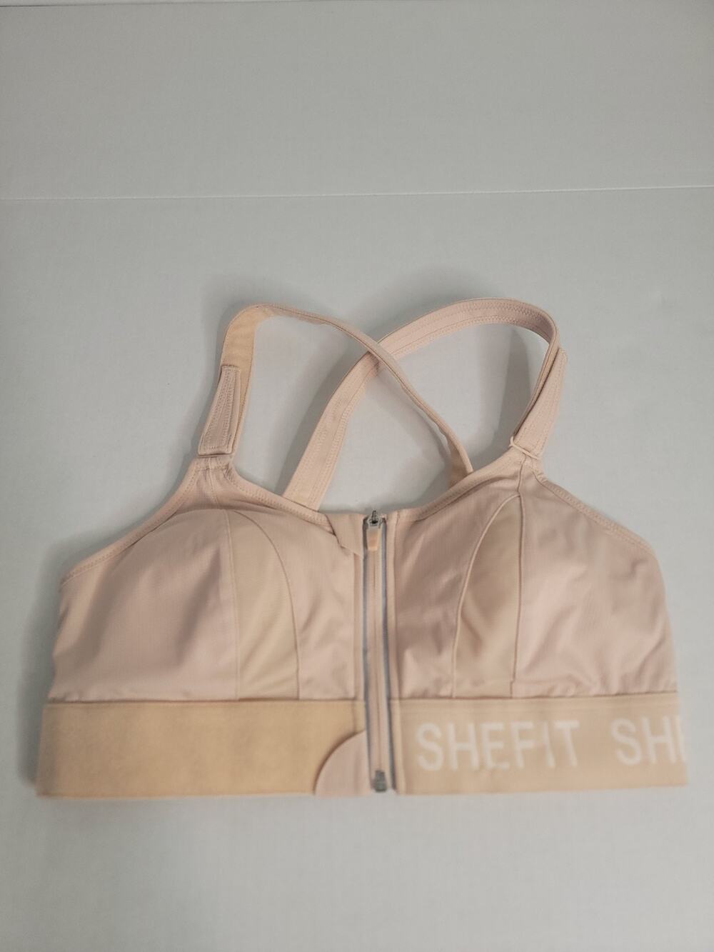 SHEFIT Ultimate Sport Bra Womens SZ Luxe High Inpact Adjustable Peach Sandstorm